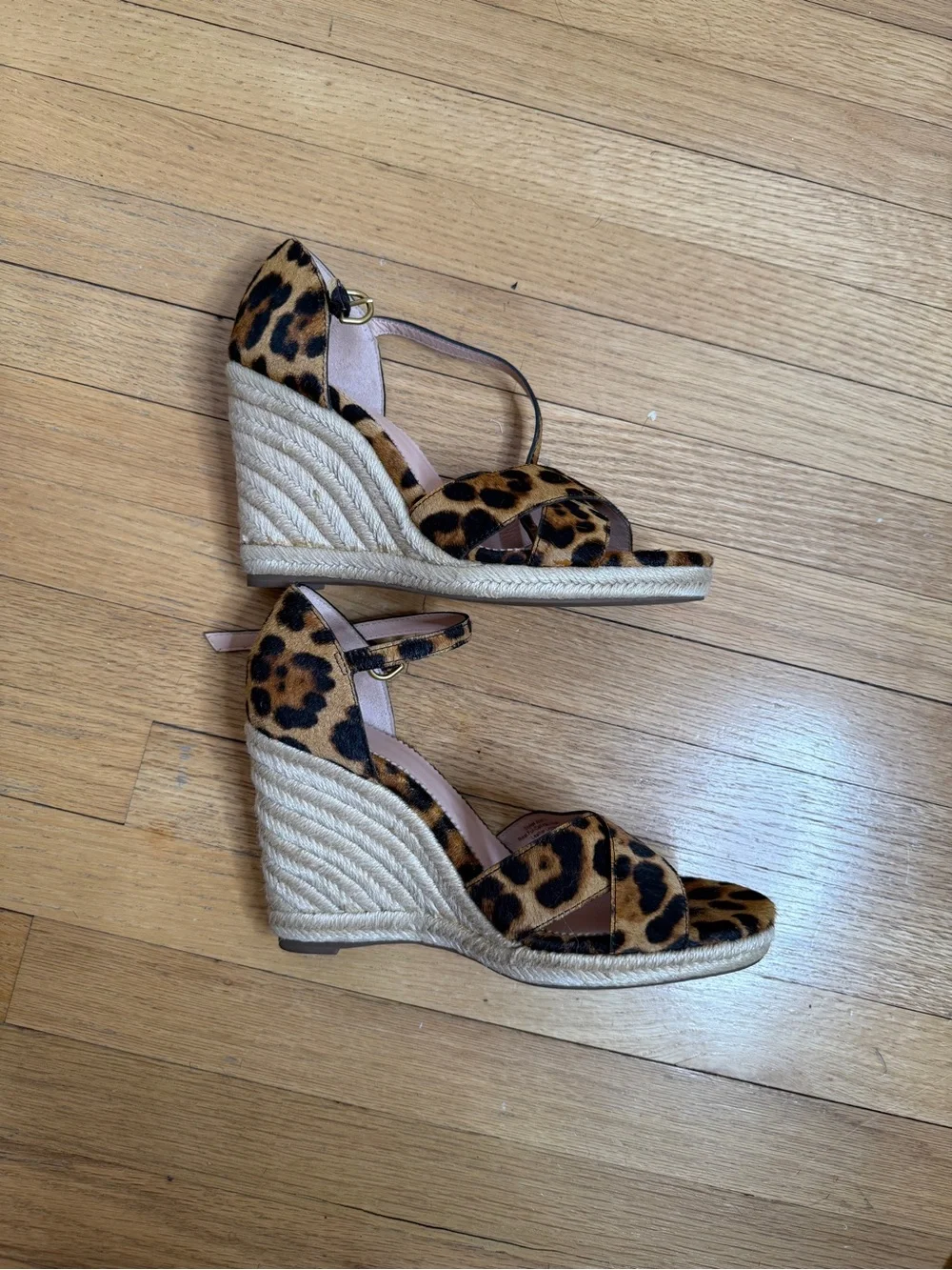 J.Crew Jute Wedge Espadrille Sandals — Leopard Calf Hair